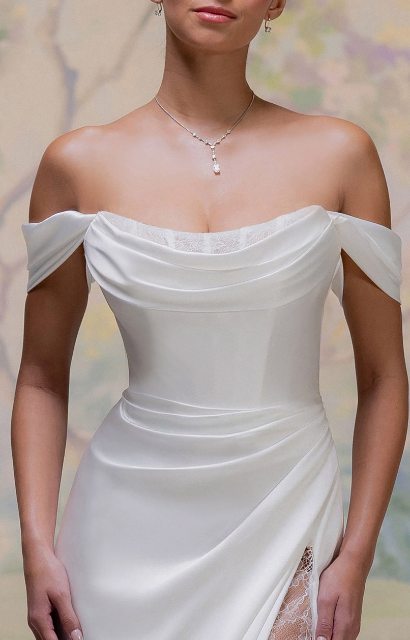 Photo of the model wearing a white gown #1